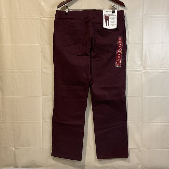 Nine West Women's Heidi Pull On Elastic Waist Stretch Twill Straight Leg Pant - Picture 3 of 5